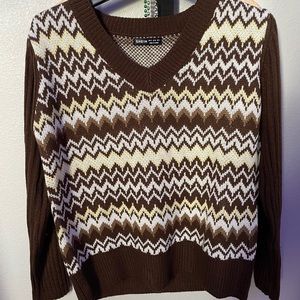 shein geo-pattern v-neck sweater
